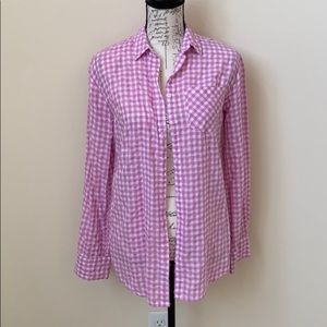 Pink and White Checkered Gingham Button Up Shirt Size XS
